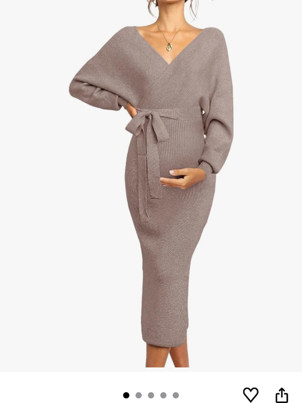 Knit maternity dress in color coffee